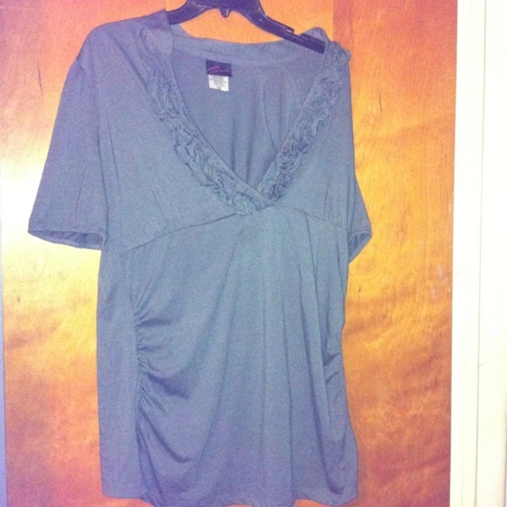 GREY torrid ruffle v neck top size 2x